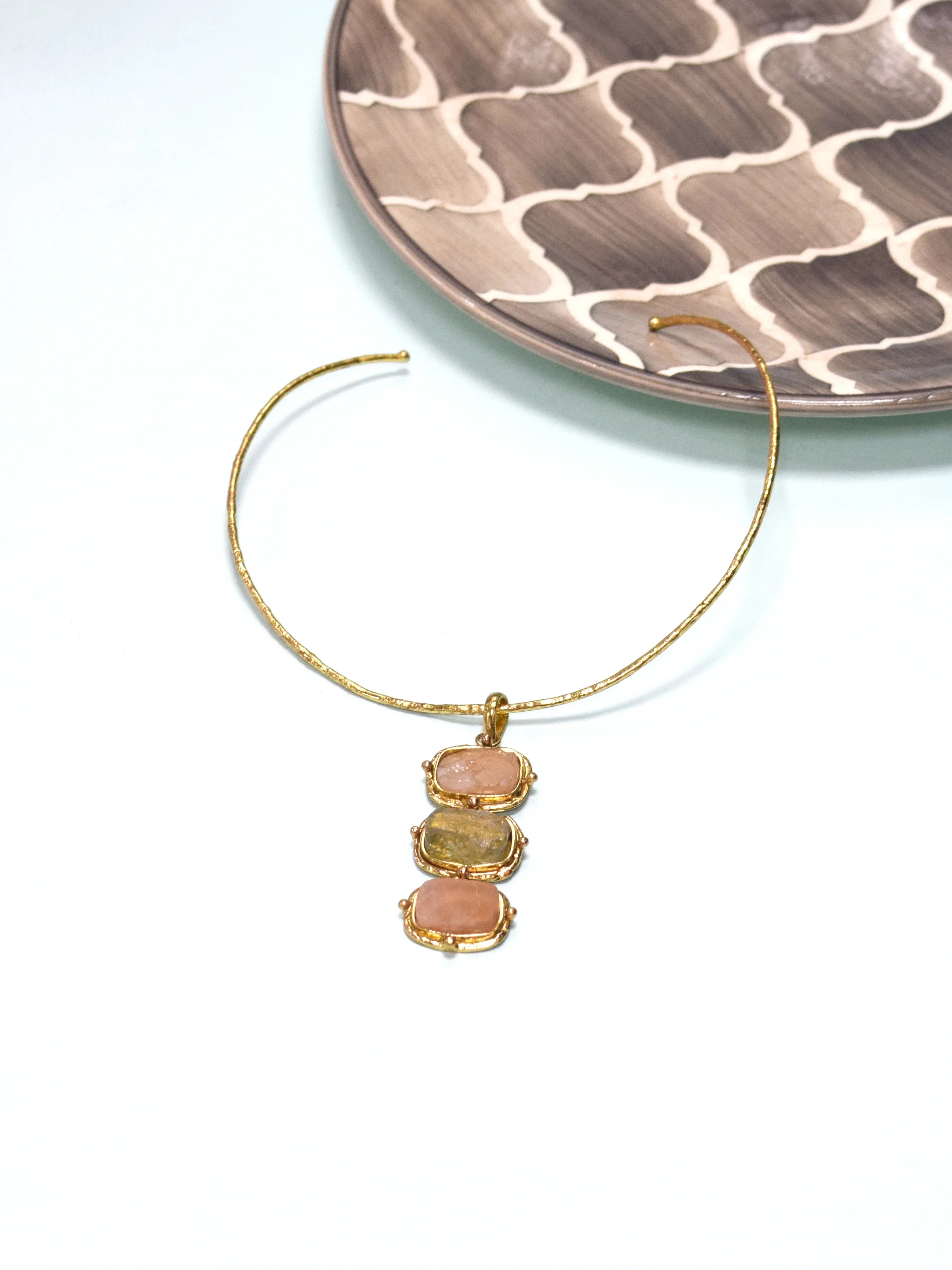 Isabella Trio Semi Precious Stone Necklace (Without Earrings)