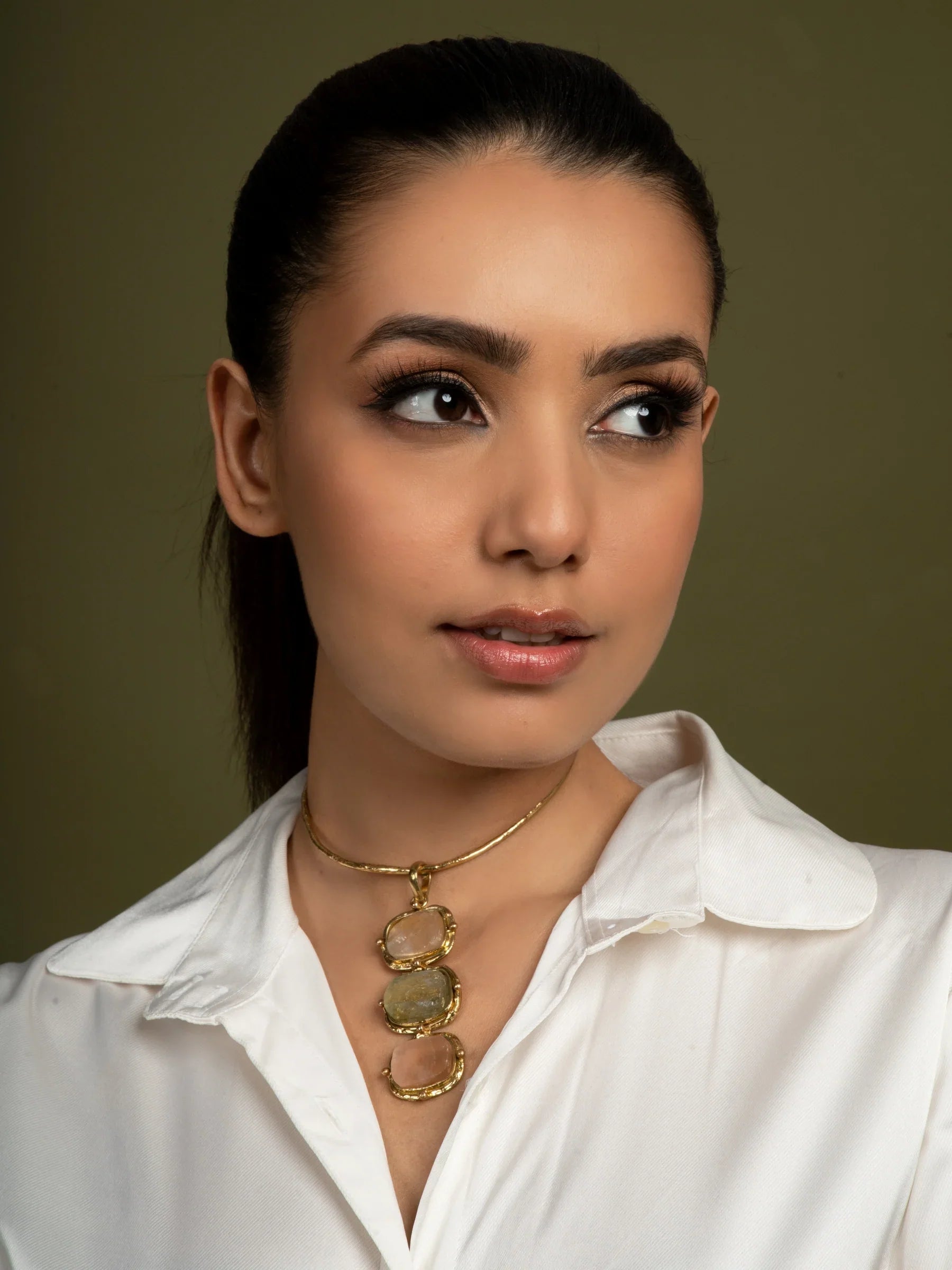 Isabella Trio Semi Precious Stone Necklace (Without Earrings)