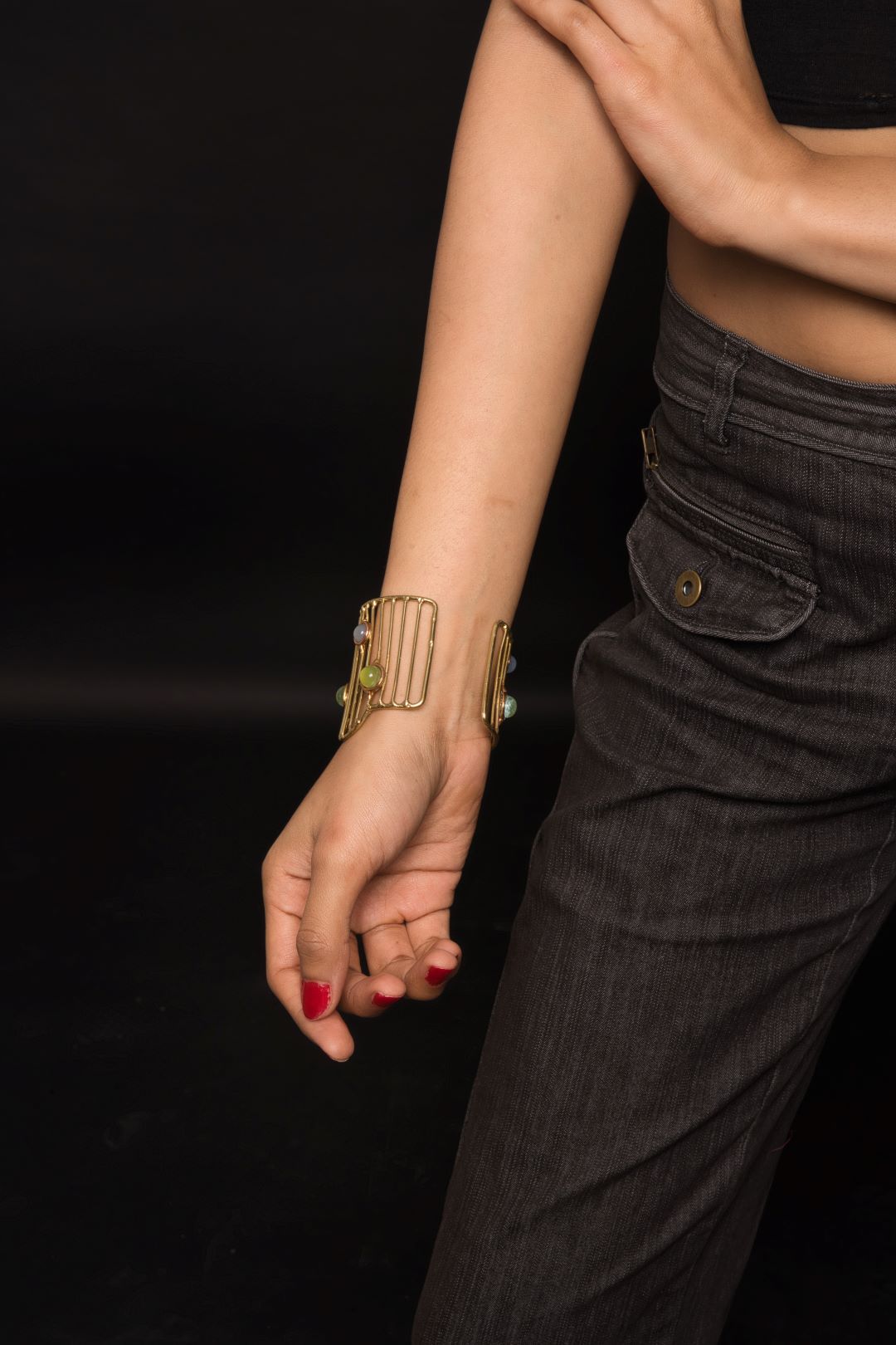 Ellora Multistrand Semi Precious Stone Cuff - QUEENS JEWELS