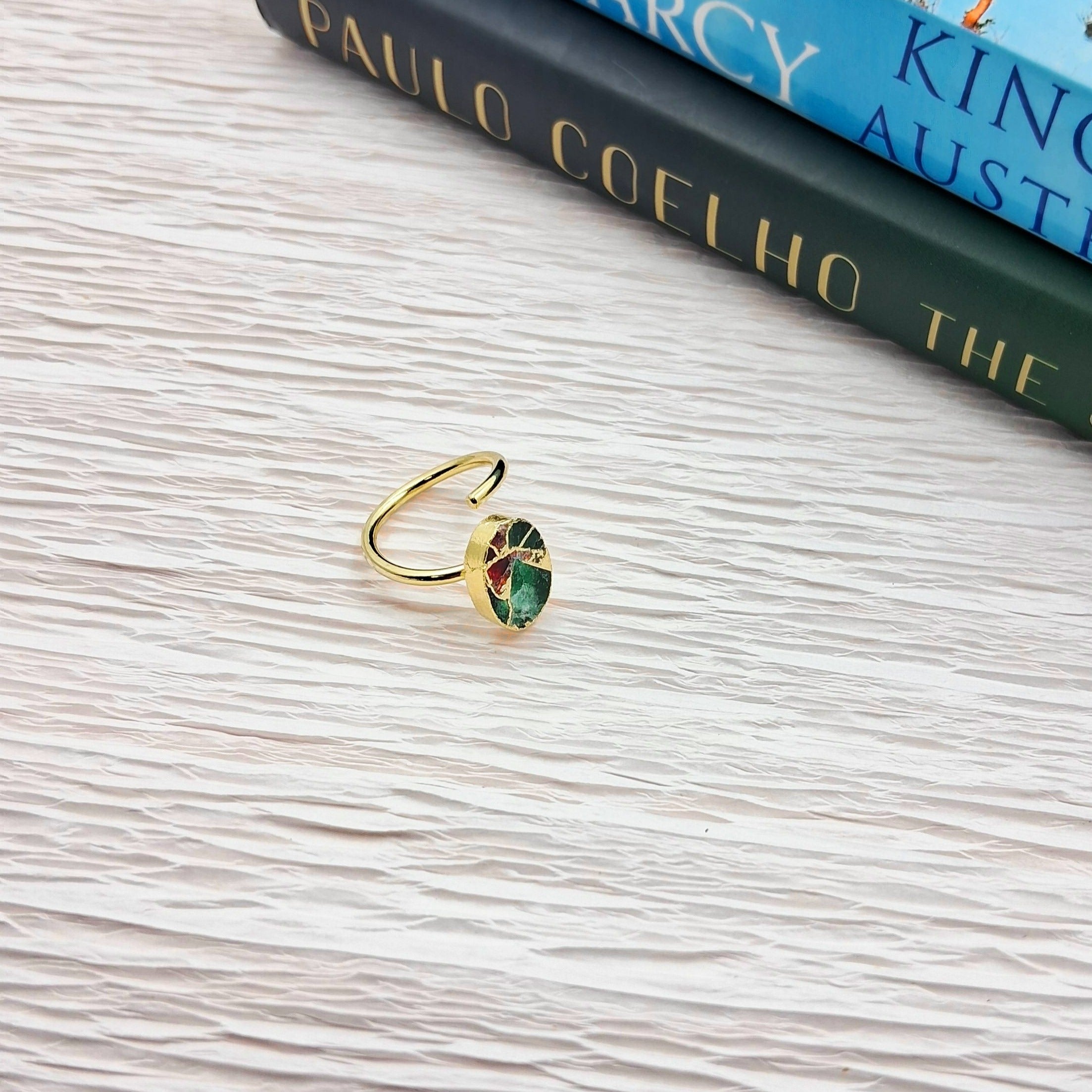 Mohave Oval Shaped Semi Precious Stone Adjustable Ring - QUEENS JEWELS