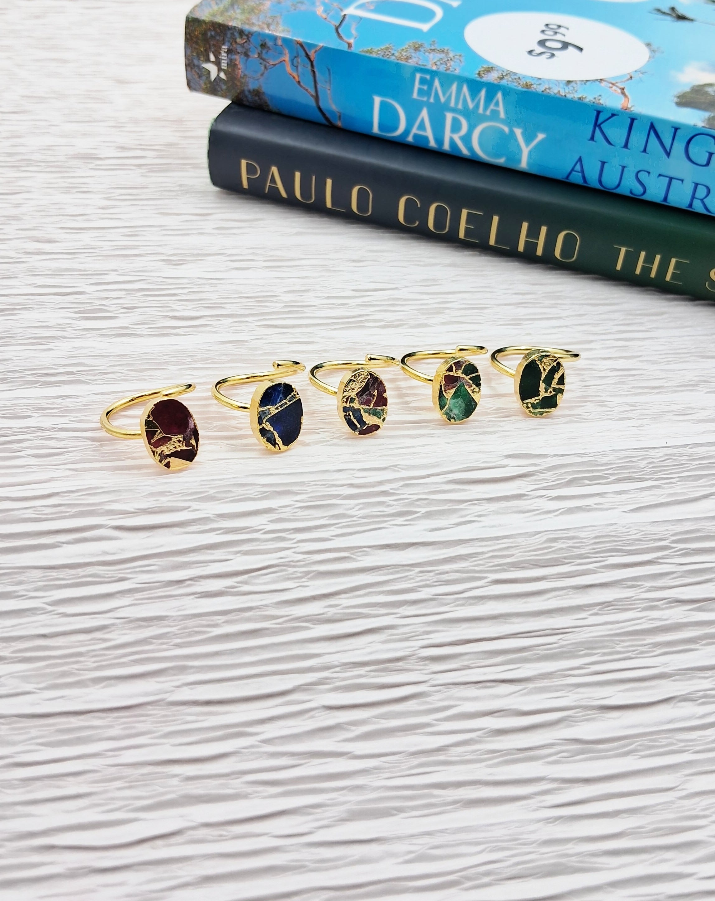 Mohave Oval Shaped Semi Precious Stone Adjustable Ring - QUEENS JEWELS