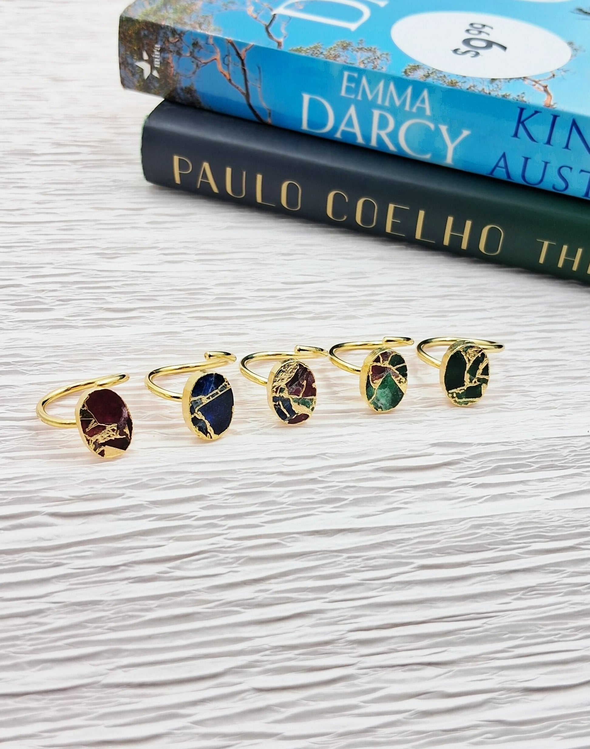 Mohave Oval Shaped Semi Precious Stone Adjustable Ring - QUEENS JEWELS