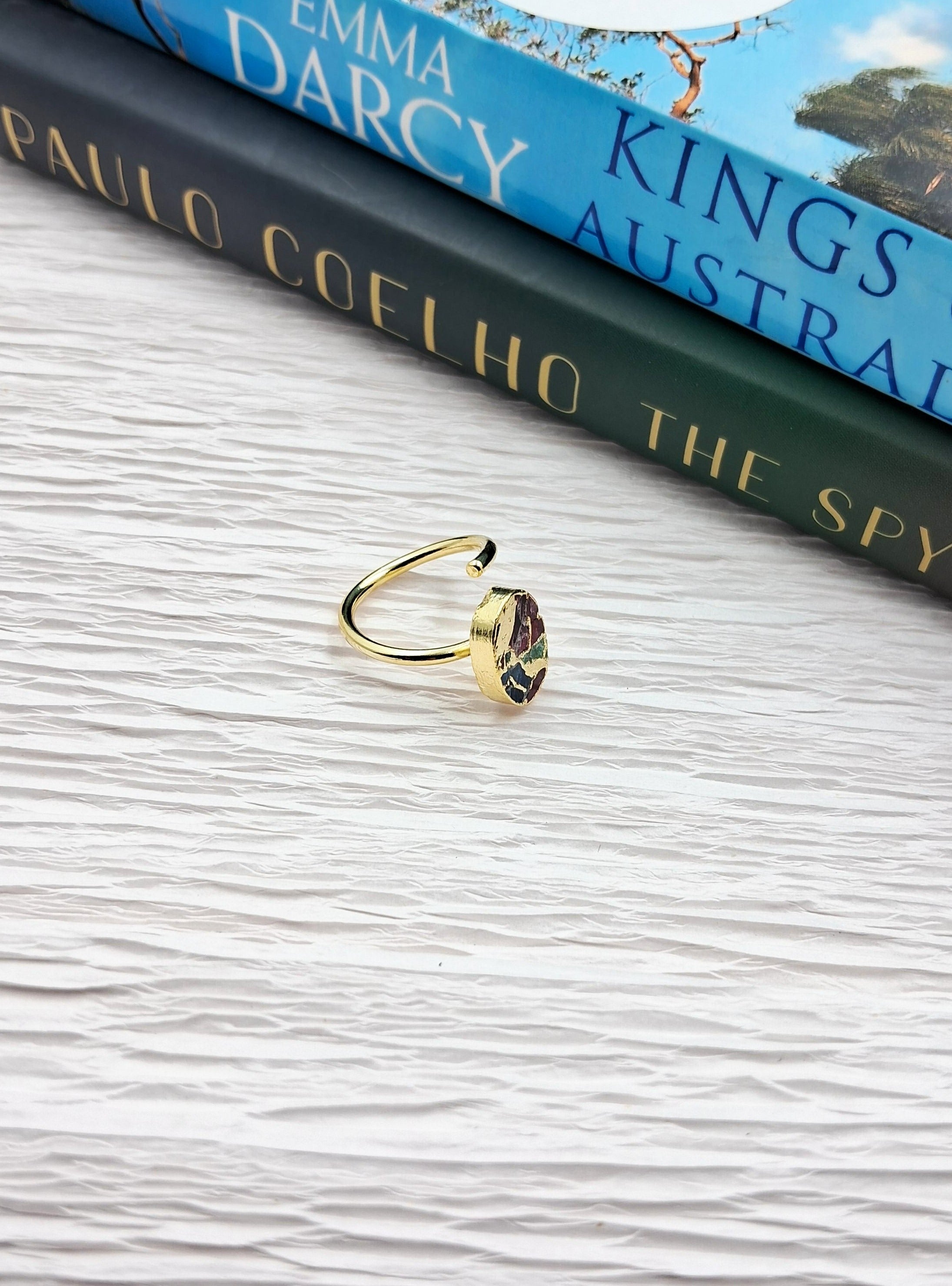 Mohave Oval Shaped Semi Precious Stone Adjustable Ring - QUEENS JEWELS