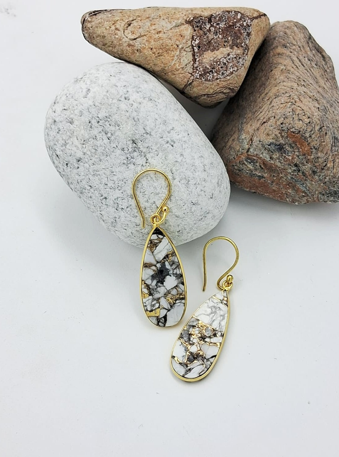 Mohave Rain Drop Semi Precious Dangler Earrings - QUEENS JEWELS