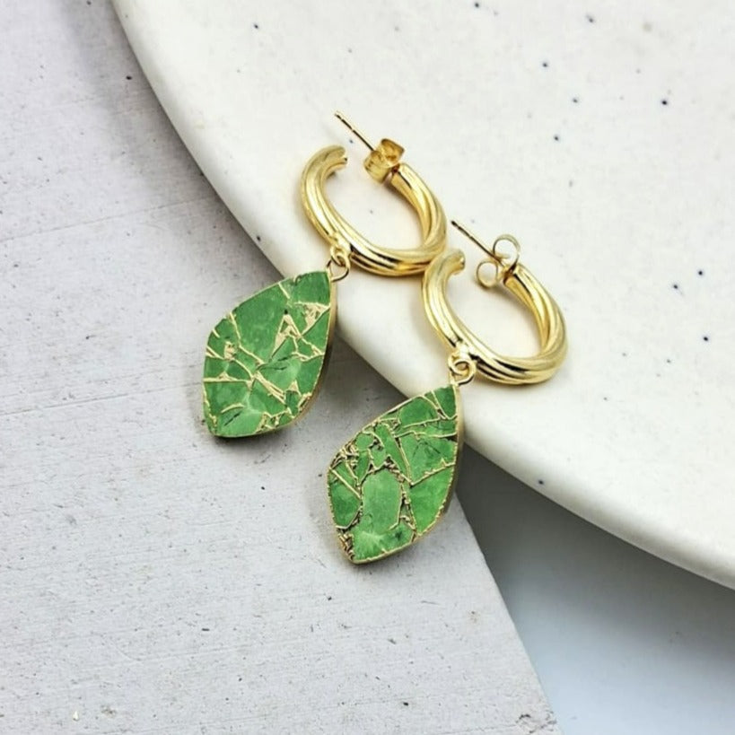 Mohave Leaflet Semi Precious Dangler Earrings - QUEENS JEWELS