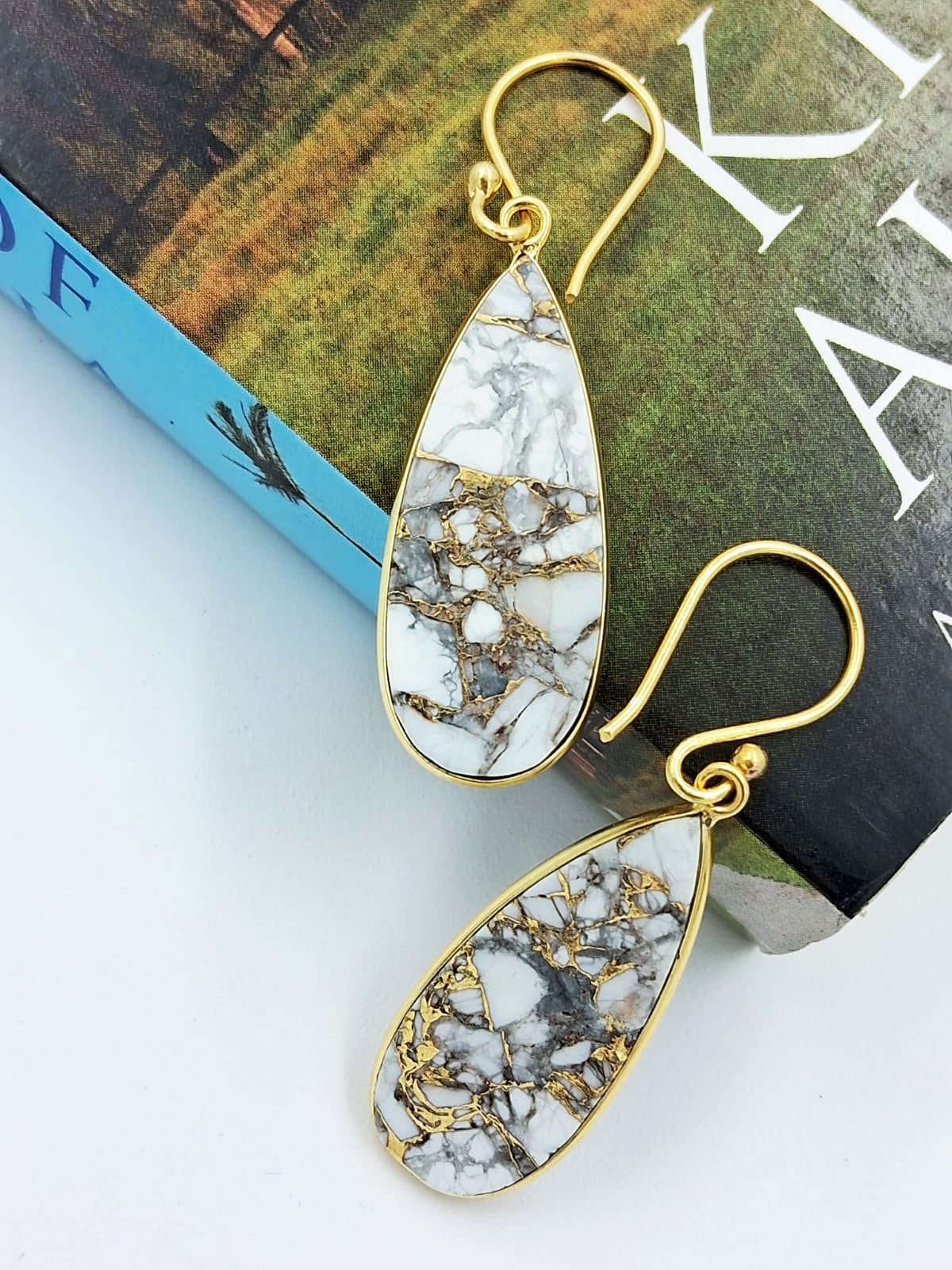 Mohave Rain Drop Semi Precious Dangler Earrings - QUEENS JEWELS